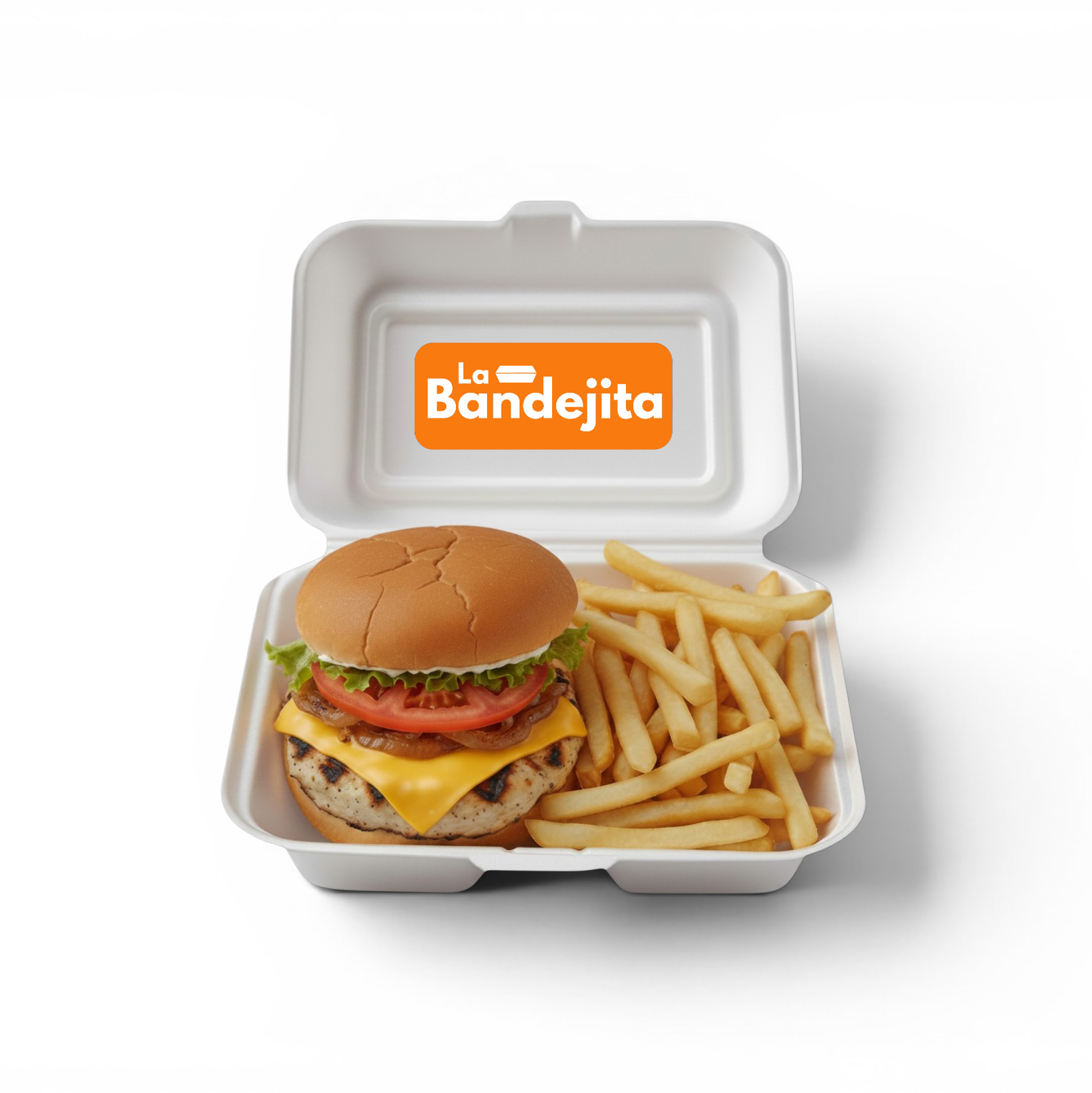 Hamburguesa de Pollo - La Bandejita (copia) Hamburguesa de Pollo con Papas Fritas - Imagen 1